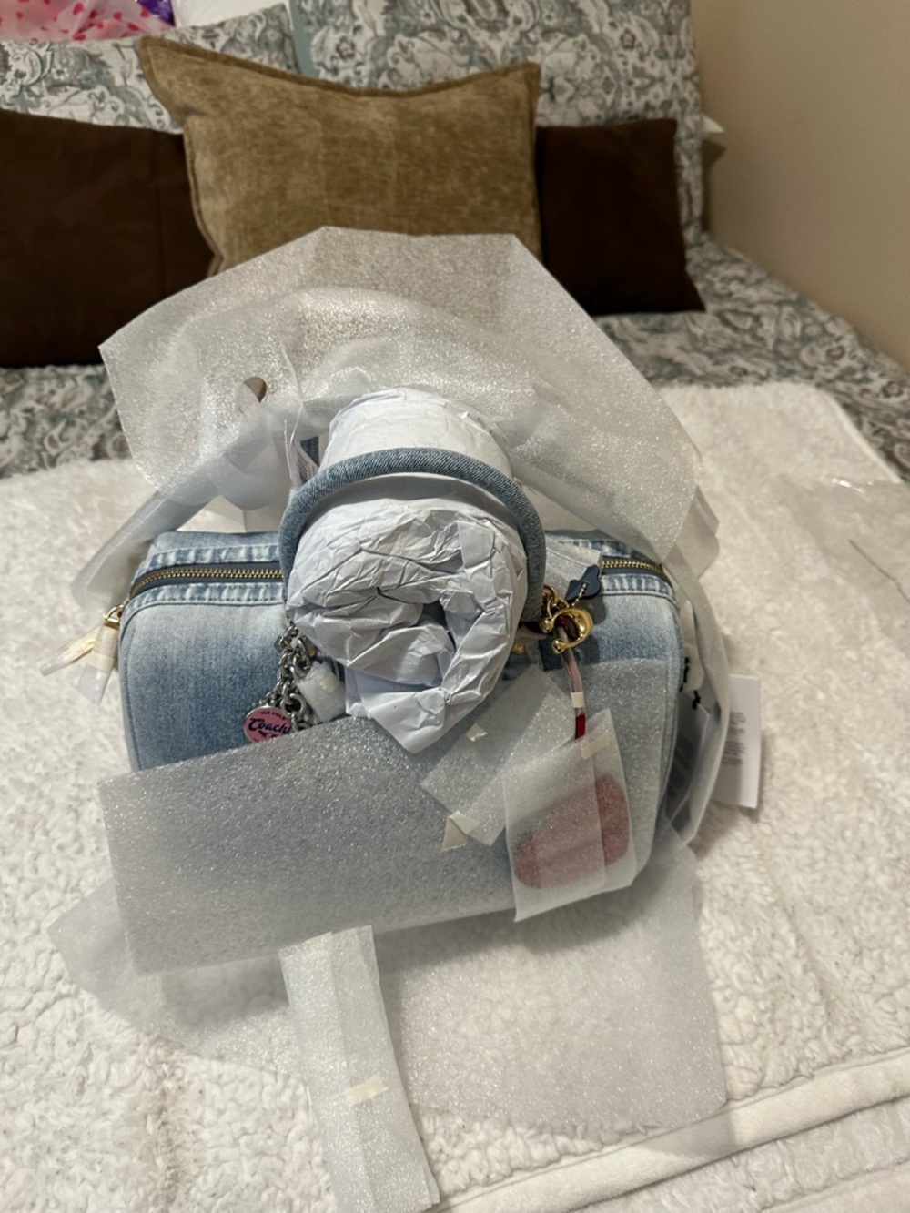Coach Light Blue Denim Mini Satchel with Heart Charm - Picture 3 of 7